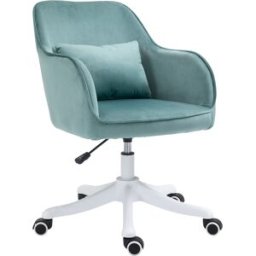 Vinsetto Poltrona da Ufficio con Massaggi in Velluto con Funzione di Vibrazione 55 cm x 65 cm x 86 cm Verde