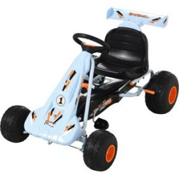 Homcom Go Kart Veicolo per Bambini a Pedali con Freni a Pedale kettcar Gokart con Sedile Regolabile Giocattolo per Bambini da 3 Anni Acciaio Azzurro Chiaro 97 x 66 x 59 cm