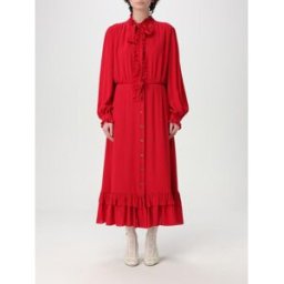 Valentino Abito chemisier in seta Rosso Taglia 44