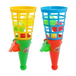 Trade Shop - Set 2pz Cono Lancia Palline Palle Giocattolo Gioco Per Bambini 18cm Colorati 258359 -