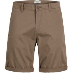 Bermuda chino Bowie Jack & Jones color fango in gabardina di cotone stretch con risvolto
