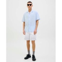 Bermuda chino Bowie Jack & Jones bianco in gabardina di cotone stretch con risvolto