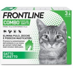 FRONTLINE Combo Gatti x3 Antiparassitario Contro Pulci, Zecche E Pidocchi 3 PIPETTE