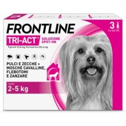 FRONTLINE Tri-Act Antiparassitario Per Cani Contro Parassiti E Insetti Volanti 2-5Kg 3 PIPETTE