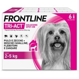 FRONTLINE Tri-Act Antiparassitario Per Cani Contro Parassiti E Insetti Volanti 2-5Kg 6 PIPETTE