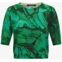 Roberto Cavalli Maglia Manice Corte Con Stampa Malachite - Female Maglieria Verde S