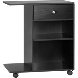 Vinsetto Mobile Porta Stampante in Legno Nero con 1 Cassetto, 2 Ripiani e Mensola CPU, per Ufficio 60x40x68.5cm Aosom