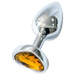 Plug anale in metallo Sunfo con pietra a forma di cuore dorata (argento)