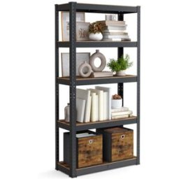 SONGMICS Scaffale con Capacità di Carico di 650 kg, Marrone Vintage + Nero / （5 Ripiani）30 x 75 x 150 cm