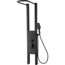 Aquapro COLONNA DOCCIA IDRO ACQUAPRO BLACKMAMBA IN ACCIAIO NERO MATT 2GETTI CON MISCELATORE E DEVIATORE