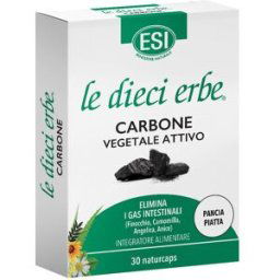 Esi Spa ESI Le Dieci Erbe Carbone Vegetale Attivo 30 Naturcaps - Integratore per la Pancia con Finocchio, Camomilla, Anice e Angelica