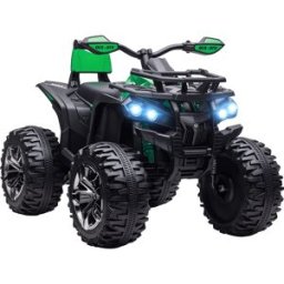 Homcom Quad per Bambini Elettrico 12V con Fari Funzionanti e Pedale, Batteria Ricaricabile, Età 3-5 Anni, 100x65x73cm, Verde Aosom