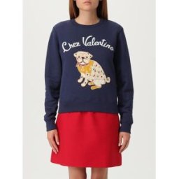 Valentino Felpa Chez in cotone con patch Blue Taglia M