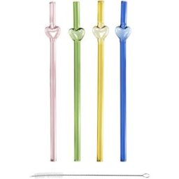 altri brand Set 4 cannucce cuore colorato 21 cm con scovolino