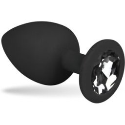EasyToys - plug anale in silicone nero con pietra decorativa medio 1 St