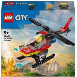 Lego City 60411 Elicottero dei Pompieri, Veicolo Giocattolo con 2 Elementi Lancia-Acqua e Minifigur 1 St