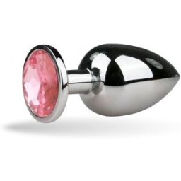 EasyToys - Plug anale argentato in metallo con pietra decorativa rosa piccolo 1 St