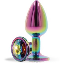 Lovelyness - Plug anale rotondo multicolore con pietra metallica decorativa 1 St