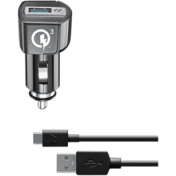 Cellular Line CARICABATTERIA AUTO USB Kit 18W - USB-C da 18W, Nero