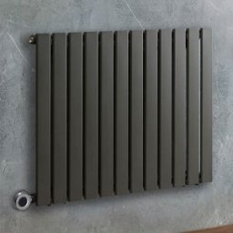 HudsonReed Radiatore Elettrico di Design Orizzontale - Antracite - 635mm x 840mm - Elemento Riscaldante Termostatico Cromato - ECOSO by Hudson Reed