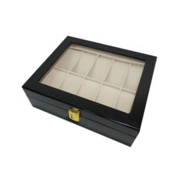 Vetrina 10 orologi in legno Nera
