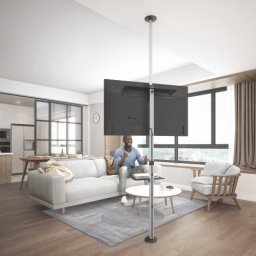 Asta Supporto Per Tv Pavimento-Soffitto Per Monitor 37"-70" Con Ripiano
