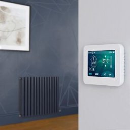 HudsonReed Radiatore Elettrico di Design Orizzontale Blu (Regal Blu) - Pannello Singolo - 635mm x 826mm - con Termostato Wi-Fi Touchscreen - Revive