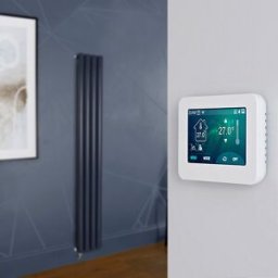 HudsonReed Radiatore Elettrico di Design Verticale Blu (Regal Blu) - Pannello Singolo - 1600mm x 236mm - con Termostato Wi-Fi Touchscreen - Revive