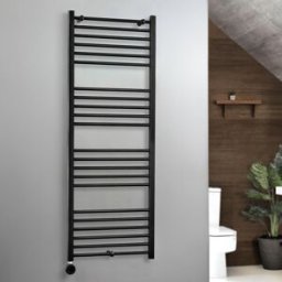 HudsonReed Scaldasalviette Elettrico Diritto Nero - 1600mm x 600mm - con Elemento Termostatico Wi-Fi Cablato - Nox - ECOSO by Hudson Reed
