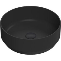 HudsonReed Lavabo Appoggio Rotondo Moderno Nero Opaco 350mm - Senza Fori Rubinetto