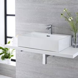 HudsonReed Lavabo Appoggio Rettangolare Bianco 145x600mm - Sandford