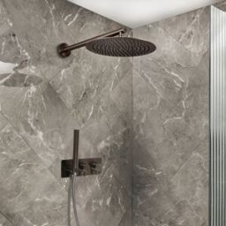 HudsonReed Sistema Doccia con Miscelatore Termostatico con Deviatore, Soffione e Doccetta (2 Vie) - Nichel Nero - Otto