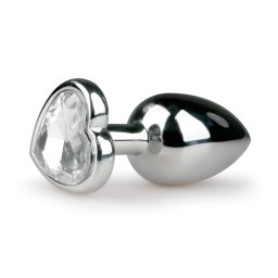 EasyToys Metal No.2 - plug anale con pietra a forma di cuore (argento-bianco)
