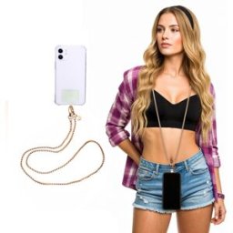 KASANOVA Tracolla smartphone e borsetta perle rosa oro 120 cm