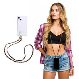 KASANOVA Tracolla smartphone e borsetta nero oro 120 cm – Fashionally