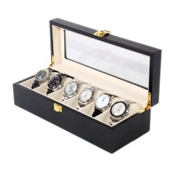 Vetrina 6 orologi in legno Nero