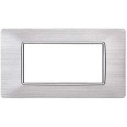 Ettroit Placca Compatibile Vimar Plana 4 Moduli Plastica Colore Argento Satinato Ev85415