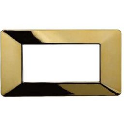 Ettroit Placca Compatibile Vimar Plana 4 Moduli Plastica Colore Oro Lucido Ev83412