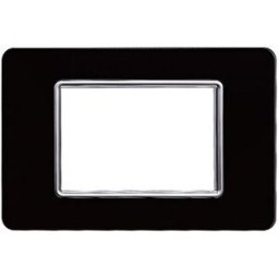 Ettroit Placca Compatibile Vimar Plana 3 Moduli Vetro Colore Nero Ev84302
