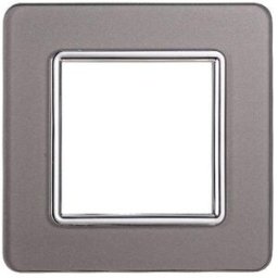 Ettroit Placca Compatibile Vimar Plana 2 Moduli Vetro Colore Argento Ev84206