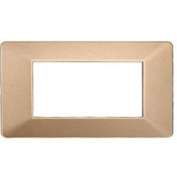 Ettroit Placca Compatibile Vimar Plana 4 Moduli Plastica Colore Oro Ev83411