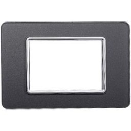 Ettroit Placca Compatibile Vimar Plana 3 Moduli Vetro Colore Acciaio Scuro Ev84310