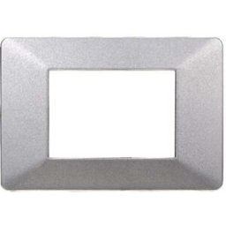 Ettroit Placca Compatibile Vimar Plana 3 Moduli Plastica Colore Argento Ev83306