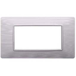 Ettroit Placca Compatibile Vimar Plana 4 Moduli Plastica Colore Bianco Satinato Ev85401