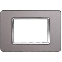 Ettroit Placca Compatibile Vimar Plana 3 Moduli Vetro Colore Argento Ev84306
