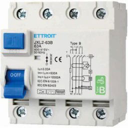 Ettroit Jx346369 Magnetotermico Differenziale Puro 4p 63a 30ma Curva B 6ka Ac/dc 380v