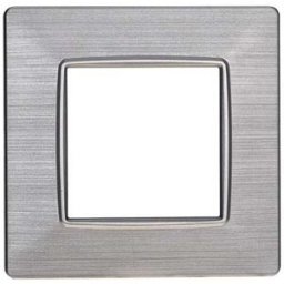 Ettroit Placca Compatibile Vimar Plana 2 Moduli Plastica Colore Argento Satinato Ev85215