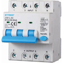 Ettroit Jx265064 Magnetotermico Differenziale 3p+n 50a 30ma 380v-6ka Classe A