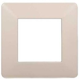 Ettroit Placca Compatibile Vimar Plana 2 Moduli Plastica Colore Sabbia Ev83209