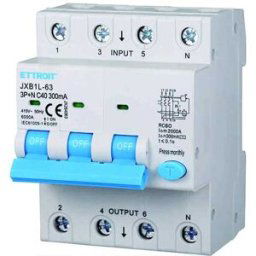 Ettroit Interruttore Magnetotermico Differenziale 3p+n 40a 6ka 300ma 380v Occupa 4 Moduli Din Jx264063